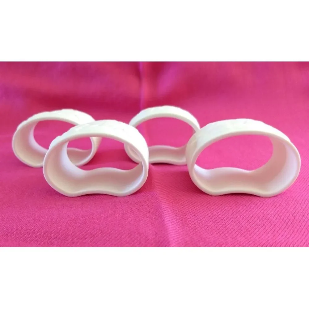 Gorham Bone China Napkin‎ Rings Linen Flowers Lily Set of 4 Vintage Minimalist